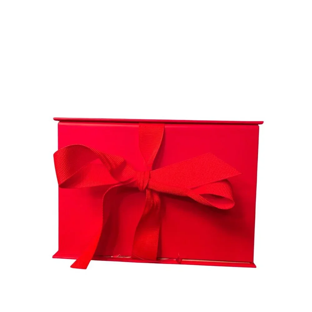 Hallmark Red Gift Box W/ Ribbon Lid Closure & Decorative Fill